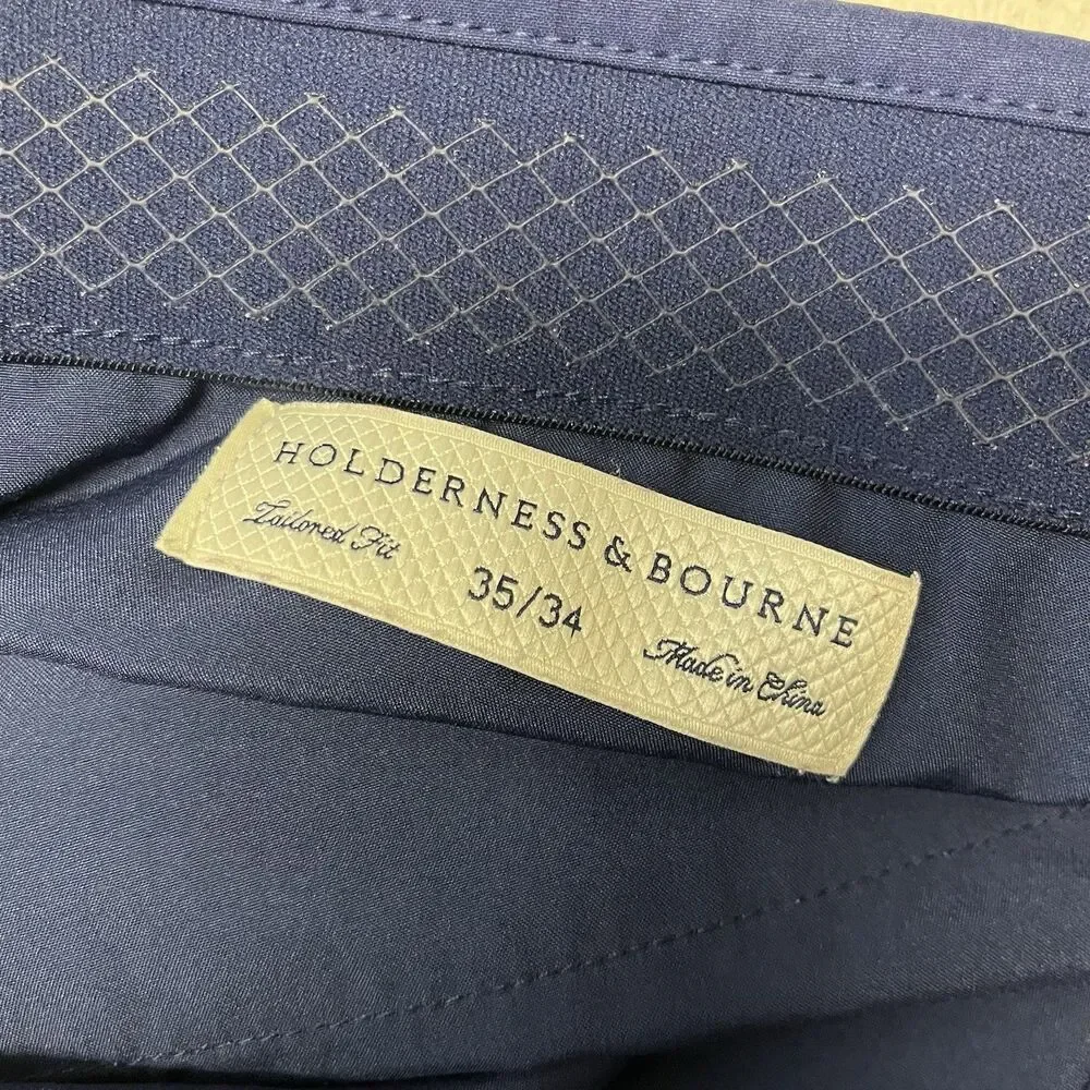 Holderness Bourne Pants Men 35x34 Navy Blue The Garvey Performance Golf Preppy